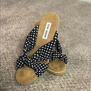 Steve Madden Black and White Polka Dot Espadrilles, 8
